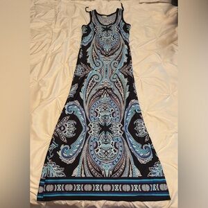 Olivia Matthews Blue and Black Paisley Maxi Dress